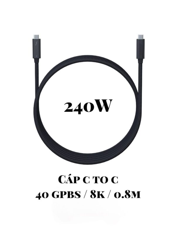 {Order giao 25/8} Cáp C to C dây dù , USB 4, 240w , tốc độ 40 Gbps , xuất hình ảnh 8K , dài 0.8m