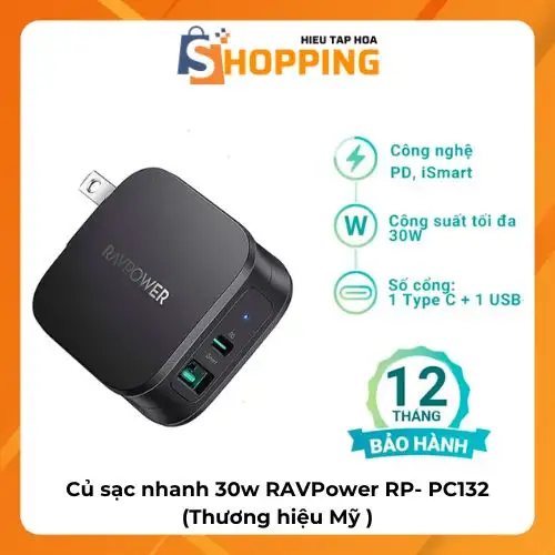 Củ sạc nhanh 30w RAVPower RP- PC132