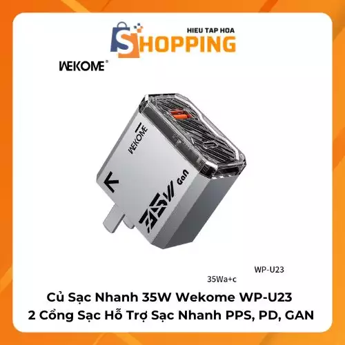 Củ Sạc Nhanh 35W Wekome WP-U23 2 Cổng Sạc Hỗ Trợ Sạc Nhanh PPS, PD, GAN