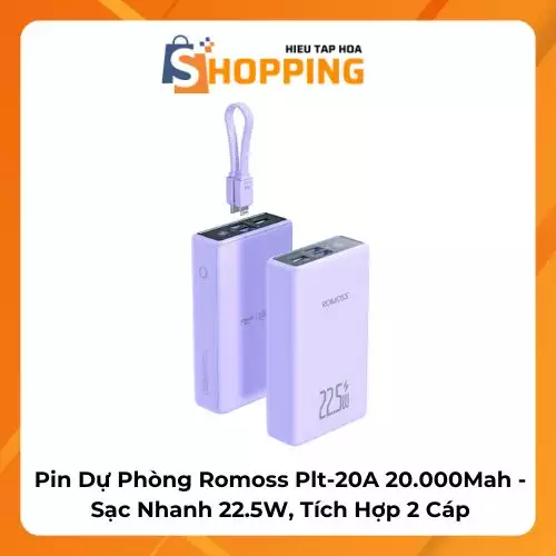 Pin Dự Phòng Romoss Plt-20A 20.000Mah - Sạc Nhanh 22.5W, Tích