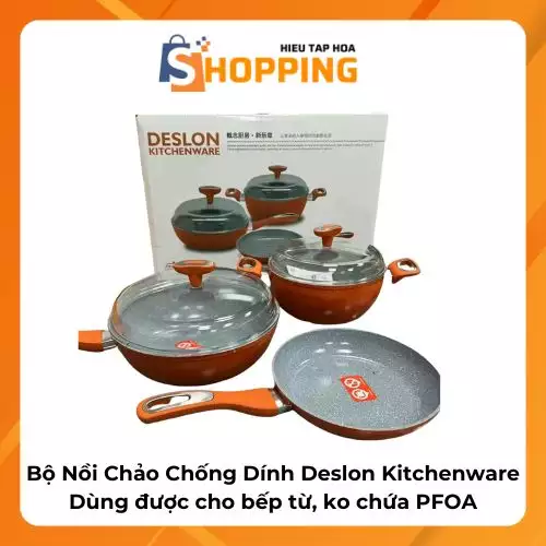 {Order giao 15/3} Bộ Nồi Chảo Chống Dính Deslon Kitchenware…