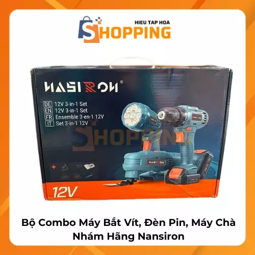 Bộ Combo Máy Bắt Vít, Đèn Pin, Máy Chà Nhám Hãng Nansiron