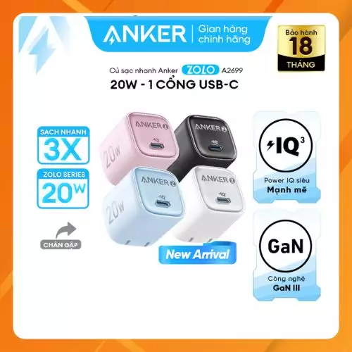 {Order Giao 28/2} Củ Sạc Nhanh 20W Anker Zolo A2699…