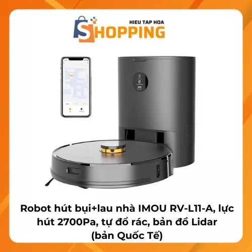 Robot hút bụi+lau nhà IMOU RV-L11-A, lực hút 2700Pa, tự đổ rác, bản đồ Lidar, bản Q.Tế