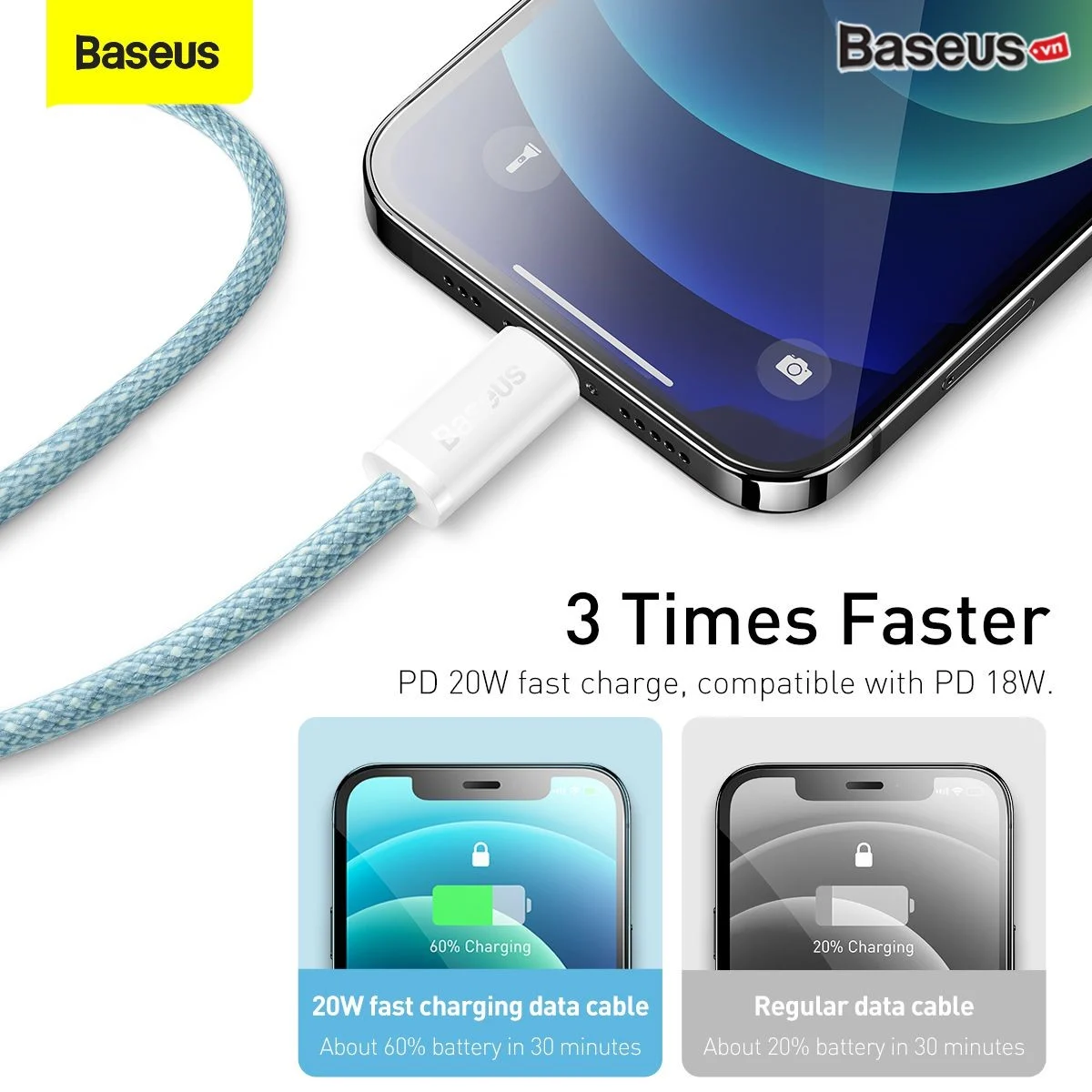 Cáp Sạc Nhanh Siêu Bền C To Lightning Baseus Dynamic…