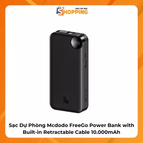 Sạc Dự Phòng Mcdodo FreeGo Power Bank with Built-in Retractable Cable 10.000mAh