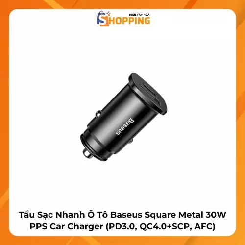 Tẩu Sạc Nhanh Ô Tô Baseus Square Metal 30W PPS…