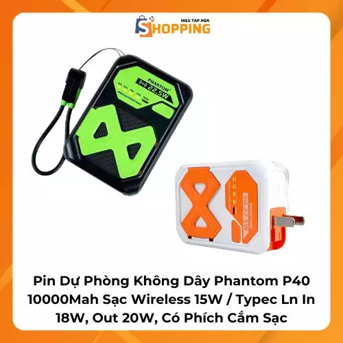 Pin Dự Phòng Phantom P40 10.000Mah Đa Năng Kèm Chân…