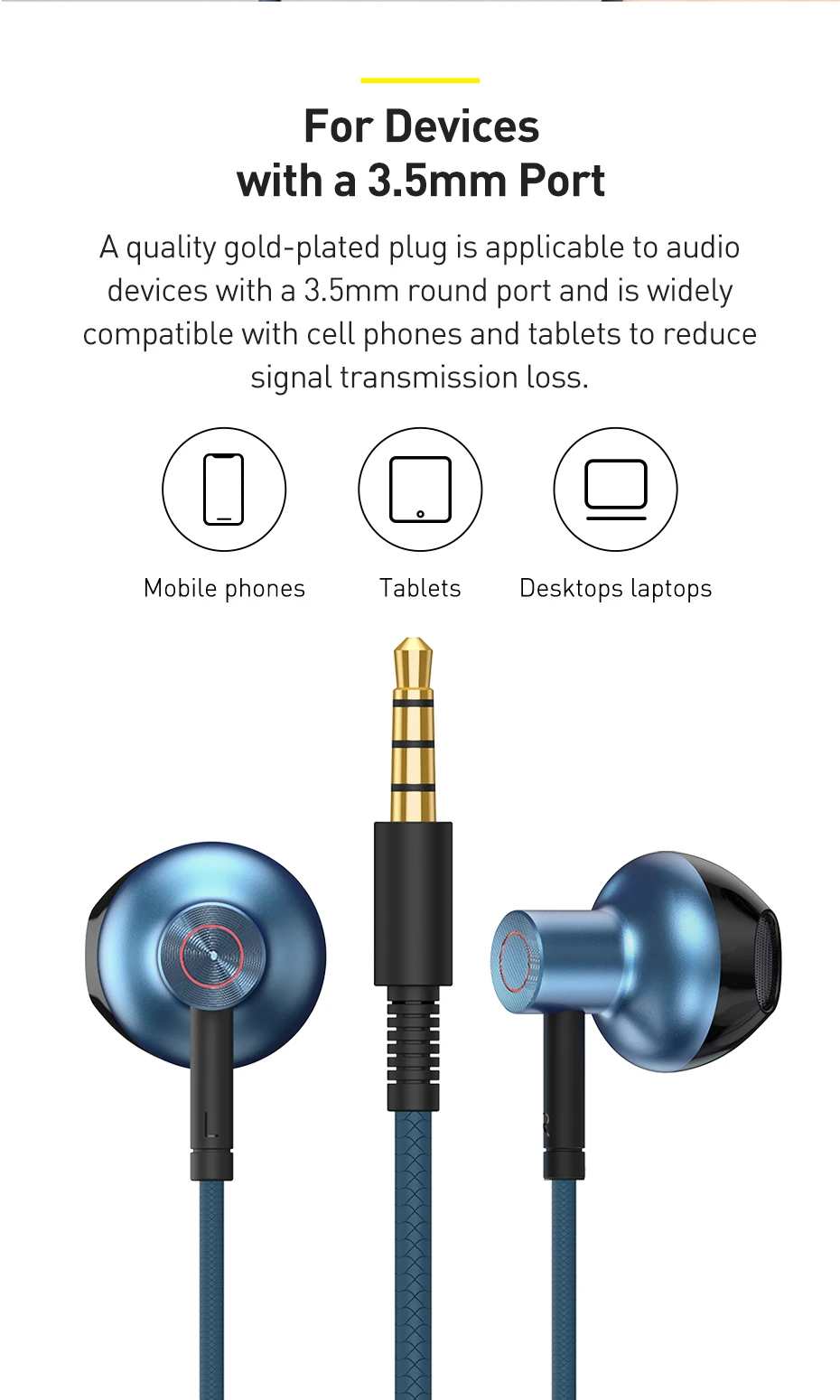 Tai nghe AUX 3.5mm Baseus Encok H19 Wired Earphone (6D&hellip;