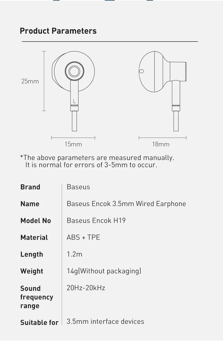 Tai nghe AUX 3.5mm Baseus Encok H19 Wired Earphone (6D&hellip;