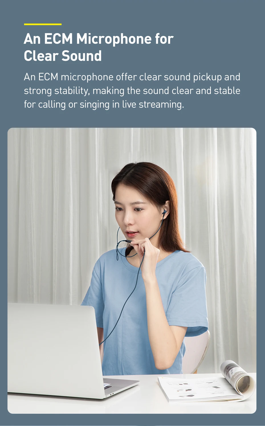 Tai nghe AUX 3.5mm Baseus Encok H19 Wired Earphone (6D&hellip;