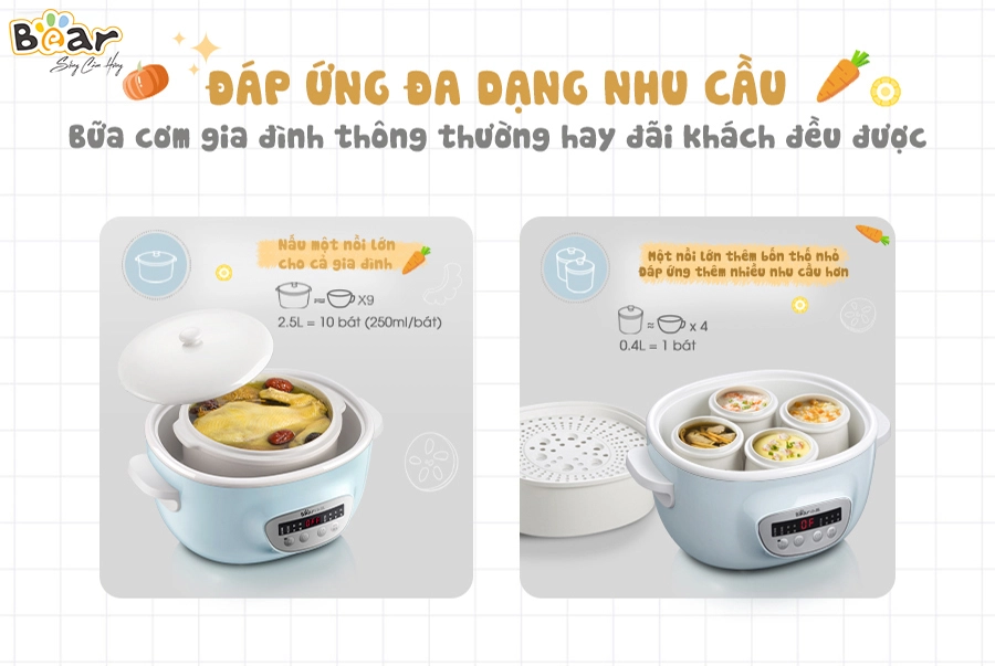 Nồi Nấu Chậm Bear 2.5L SUBE003 – Bản Tiếng Việt