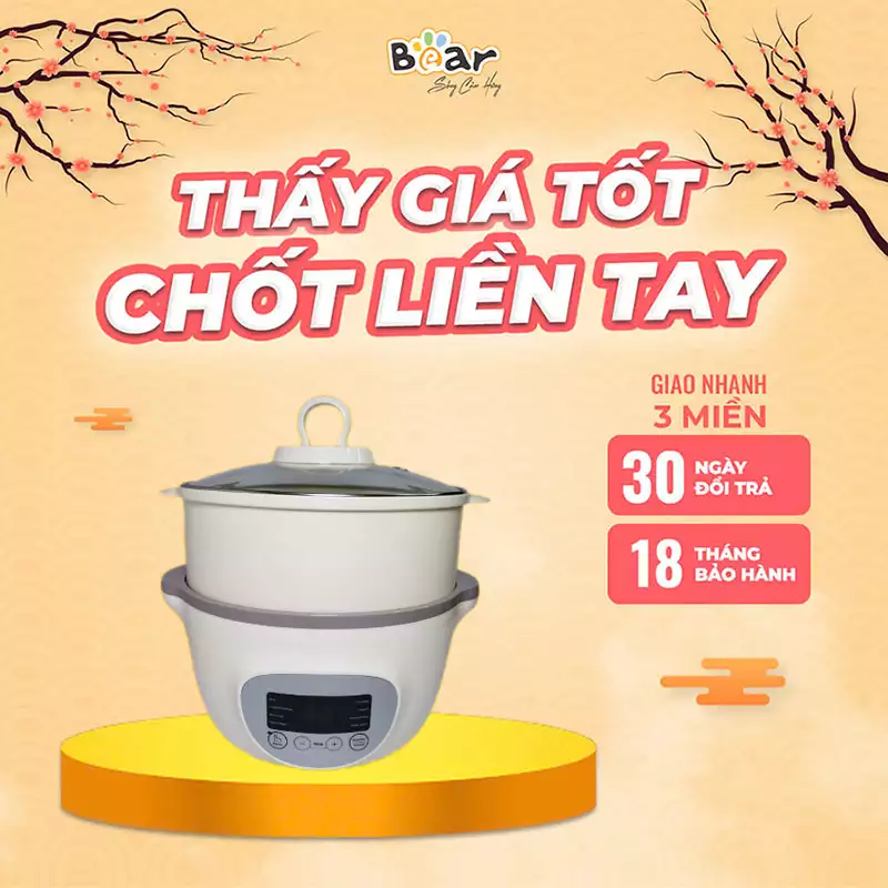 Nồi Nấu Chậm Bear 1.6L – Bản Tiếng việt –…