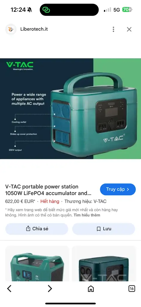 Trạm sạc V-TAC VT-1001 – 1000W, dung lượng 1050Wh (328.300mAh)