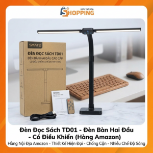 Đèn Đọc Sách TD01, Đèn Bàn Hai Đầu, Có Điều Khiển (Hàng Amazon)