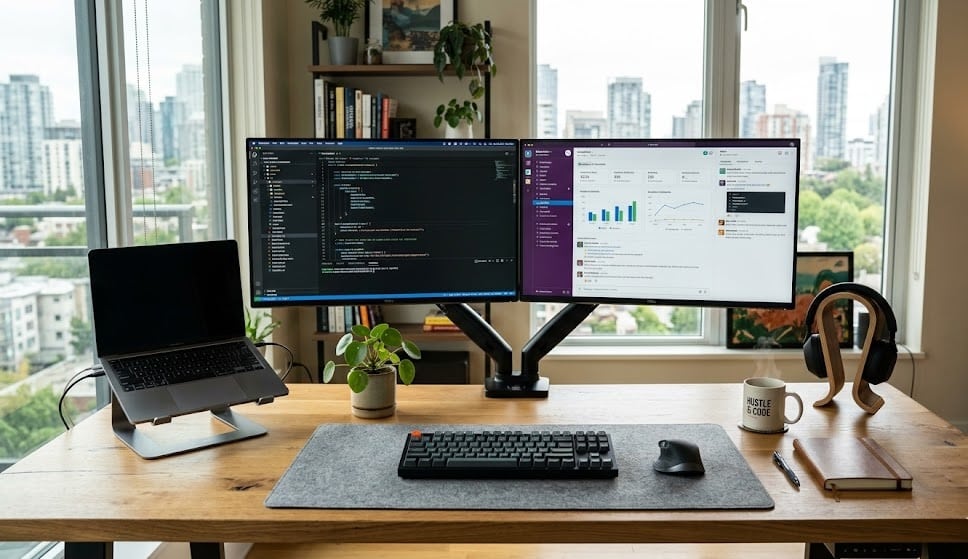 Bàn làm việc rộng, dùng 2 màn hình (Dual Monitor) nên chọn đèn chiếu sáng loại nào?