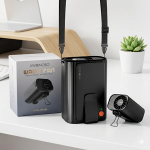 Quạt Kẹp Thắt Lưng Đeo Cổ Đa Năng AWONOSO Chính Hãng (Pin Khủng 10.000mAh, Kiêm Sạc Dự Phòng)