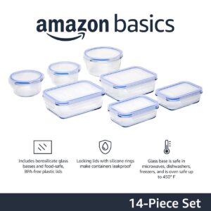 Bộ Hộp Thủy Tinh Đựng Thực Phẩm 14 Món Amazon Basics Chính Hãng (Thủy Tinh Borosilicate Siêu Chịu Nhiệt)