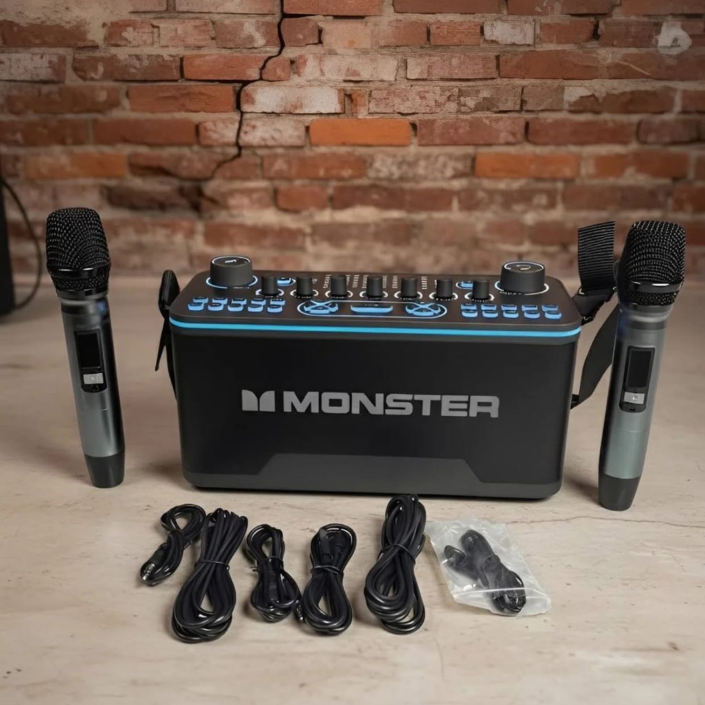 Loa Karaoke MONSTER AirRock SK100 – Bluetooth Live Streaming Speaker, có 2 Mic ko dây 1 Loa Karaoke MONSTER AirRock SK100 – Bluetooth Live Streaming Speaker, có 2 Mic ko dây