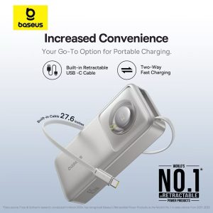 Pin dự phòng Baseus 20000mAh sạc nhanh 65W, liền cáp rút Type-C / Lightning