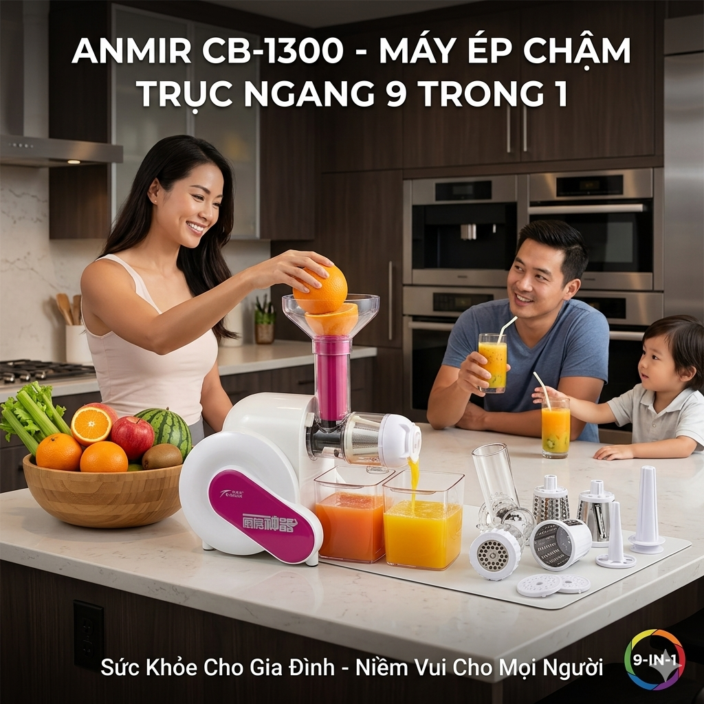 Máy ép chậm trục ngang 9 trong 1 ANMIR CB-1300 - hộp xấu 2 Máy ép chậm trục ngang 9 trong 1 ANMIR CB-1300 - hộp xấu