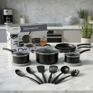 Bộ nồi chảo 14 món hãng Real Living, dùng được với lò nướng, máy rửa bát ( ko dùng được bếp từ