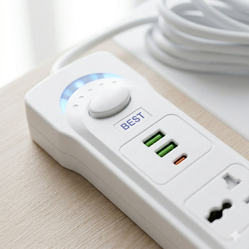 Ổ điện đa năng BEST 1700W, dây 3M , 1 Type C + 2 USB A + 4 AC 3 Ổ điện đa năng BEST 1700W, dây 3M , 1 Type C + 2 USB A + 4 AC