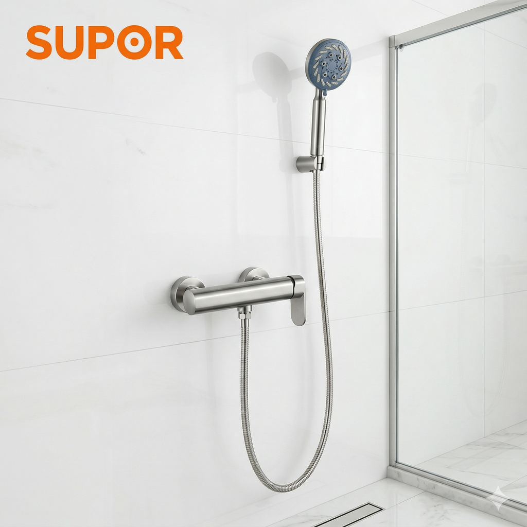 Vòi hoa sen SUPOR 250303-03-LS, inox 304, bát sen to. 1 Vòi hoa sen SUPOR 250303-03-LS, inox 304, bát sen to.