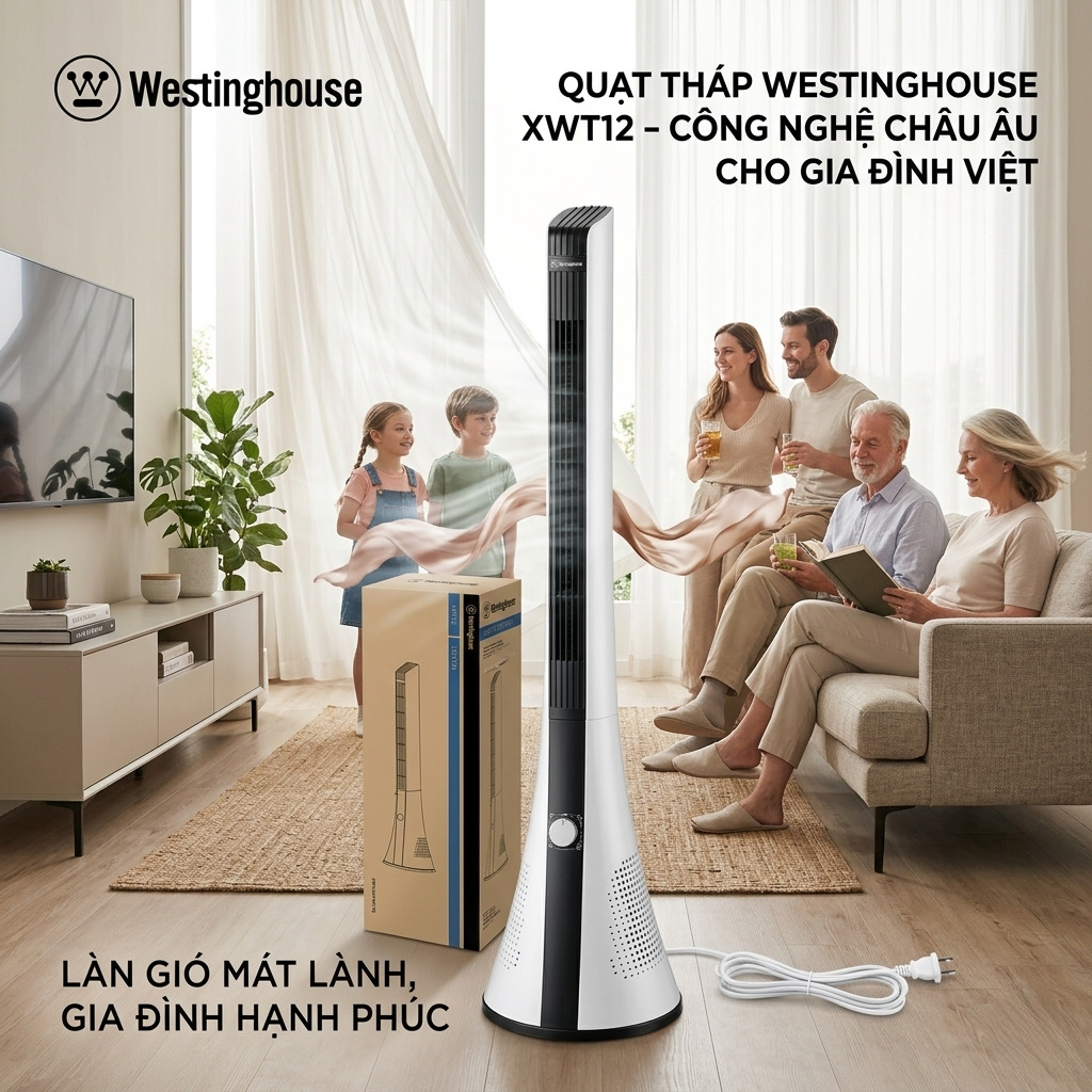 Quạt tháp không cánh Westinghouse XWT12 BFT1803R, có lọc không khí bằng ion âm 2 Quạt tháp không cánh Westinghouse XWT12 BFT1803R, có lọc không khí bằng ion âm
