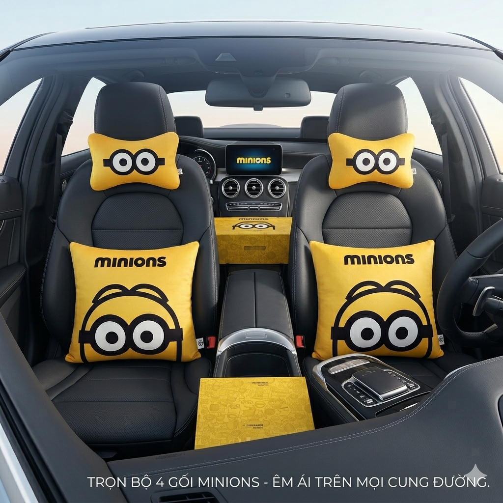 Bộ 2 gối tựa đầu + 2 gối tựa lưng ô tô Minions ( chính hãng ) 1 Bộ 2 gối tựa đầu + 2 gối tựa lưng ô tô Minions ( chính hãng )