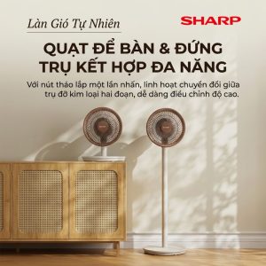 Quạt cây đa năng chính hãng SHARP PJ-CD300A, công suất 40W, tăng giảm chiều cao, có remote