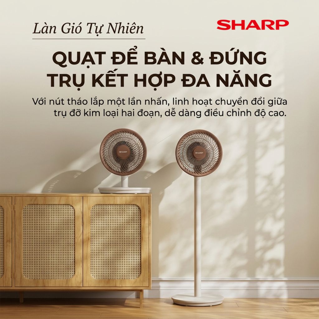 Quạt cây đa năng chính hãng SHARP PJ-CD300A, công suất 40W, tăng giảm chiều cao, có remote 1 Quạt cây đa năng chính hãng SHARP PJ-CD300A, công suất 40W, tăng giảm chiều cao, có remote