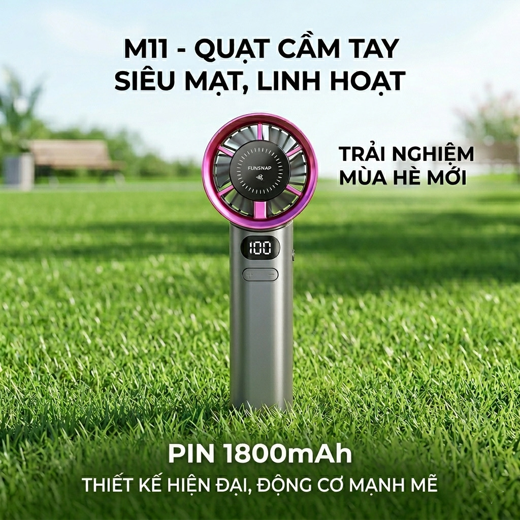 Quạt cầm tay mini FUNSNAP M11 , pin 1800mAh 2 Quạt cầm tay mini FUNSNAP M11 , pin 1800mAh