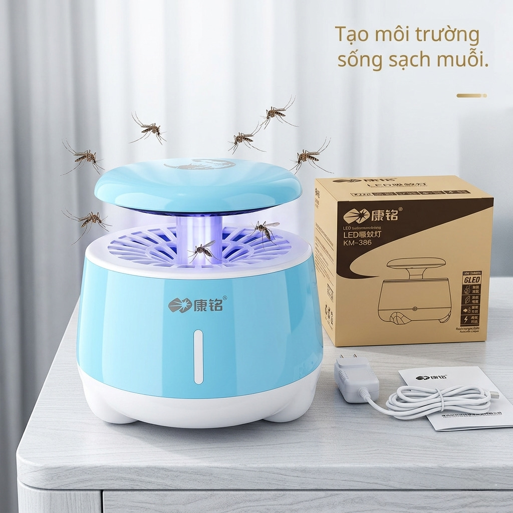 Đèn bắt muỗi KANGMING KM-386, yên tĩnh, không vỉ giật điện 1 Đèn bắt muỗi KANGMING KM-386, yên tĩnh, không vỉ giật điện