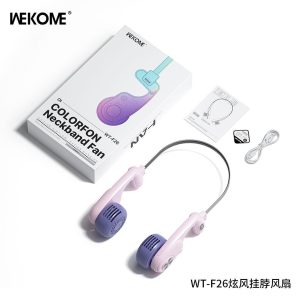 Quạt đeo cổ WEKOME WT-F26, siêu nhẹ, 5 tốc độ, gió 360 độ, gọng hợp kim