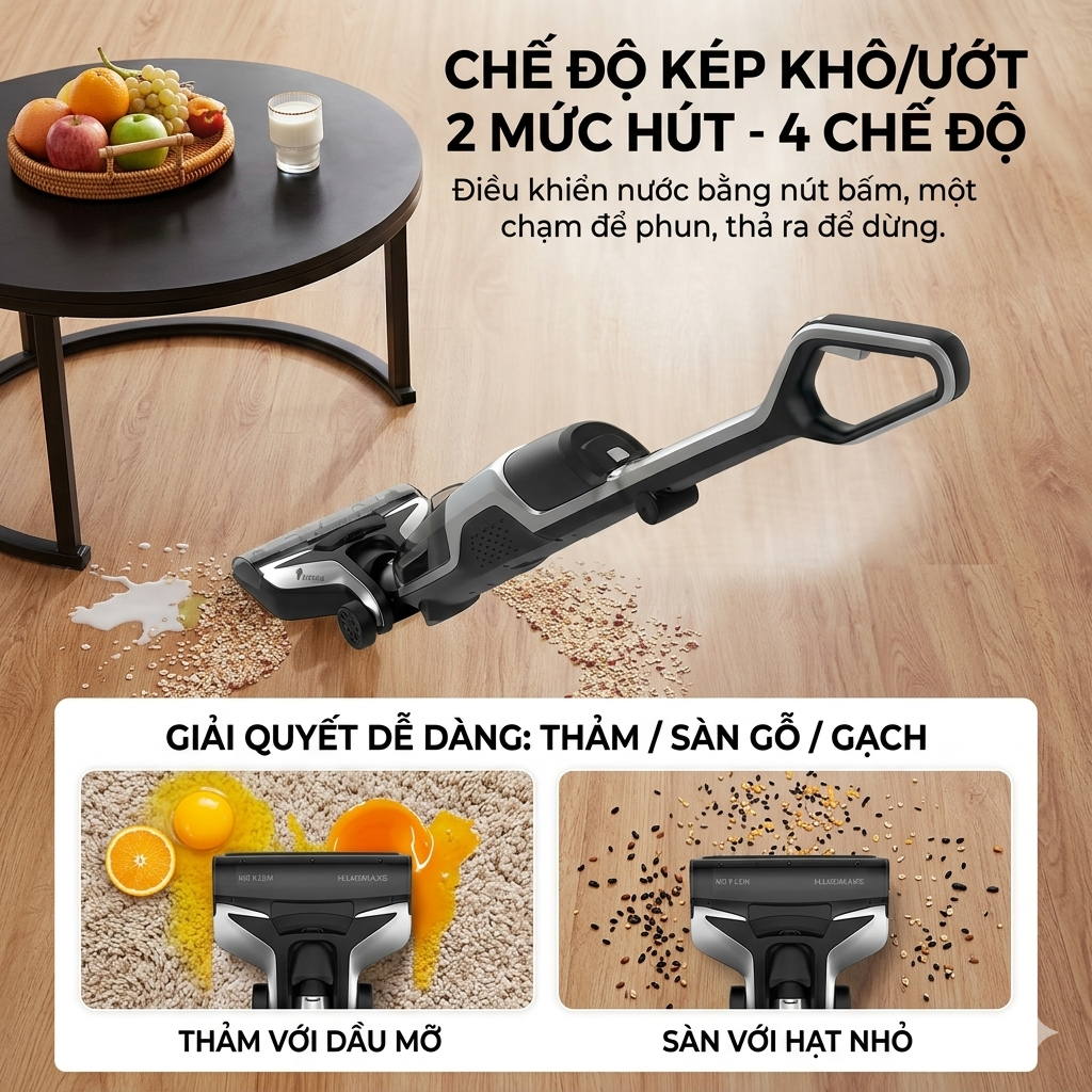 Máy hút bụi & lau nhà cầm tay thông minh Skyworth H3 Plus, tự giặt giẻ, lau 150m2 3 Máy hút bụi & lau nhà cầm tay thông minh Skyworth H3 Plus, tự giặt giẻ, lau 150m2