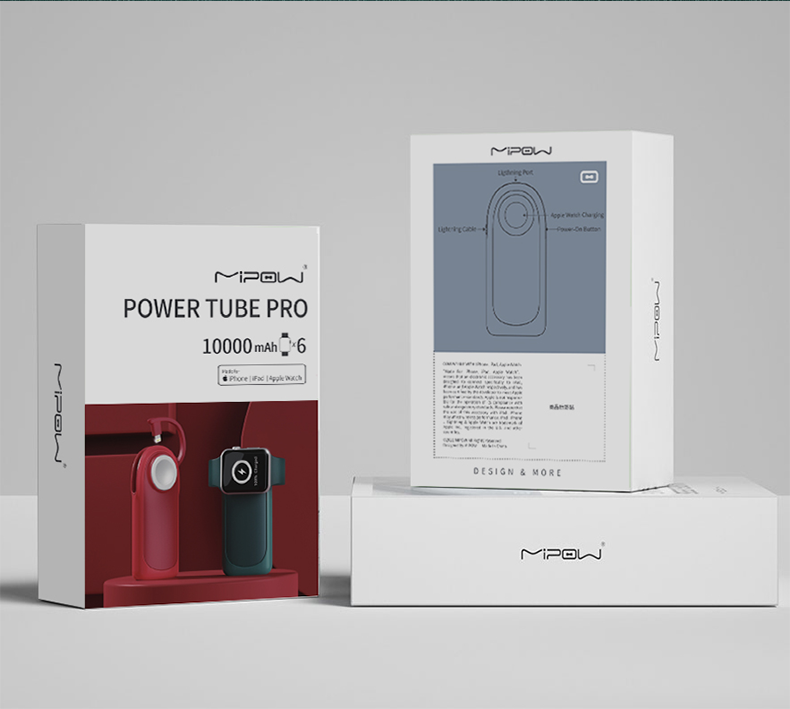 Pin dự phòng MiPOW Power Tube Pro 10000mAh, Liền cáp Lightning có MFI, sạc nhanh 20W,sạc Apple watch 5 Pin dự phòng MiPOW Power Tube Pro 10000mAh, Liền cáp Lightning có MFI, sạc nhanh 20W,sạc Apple watch