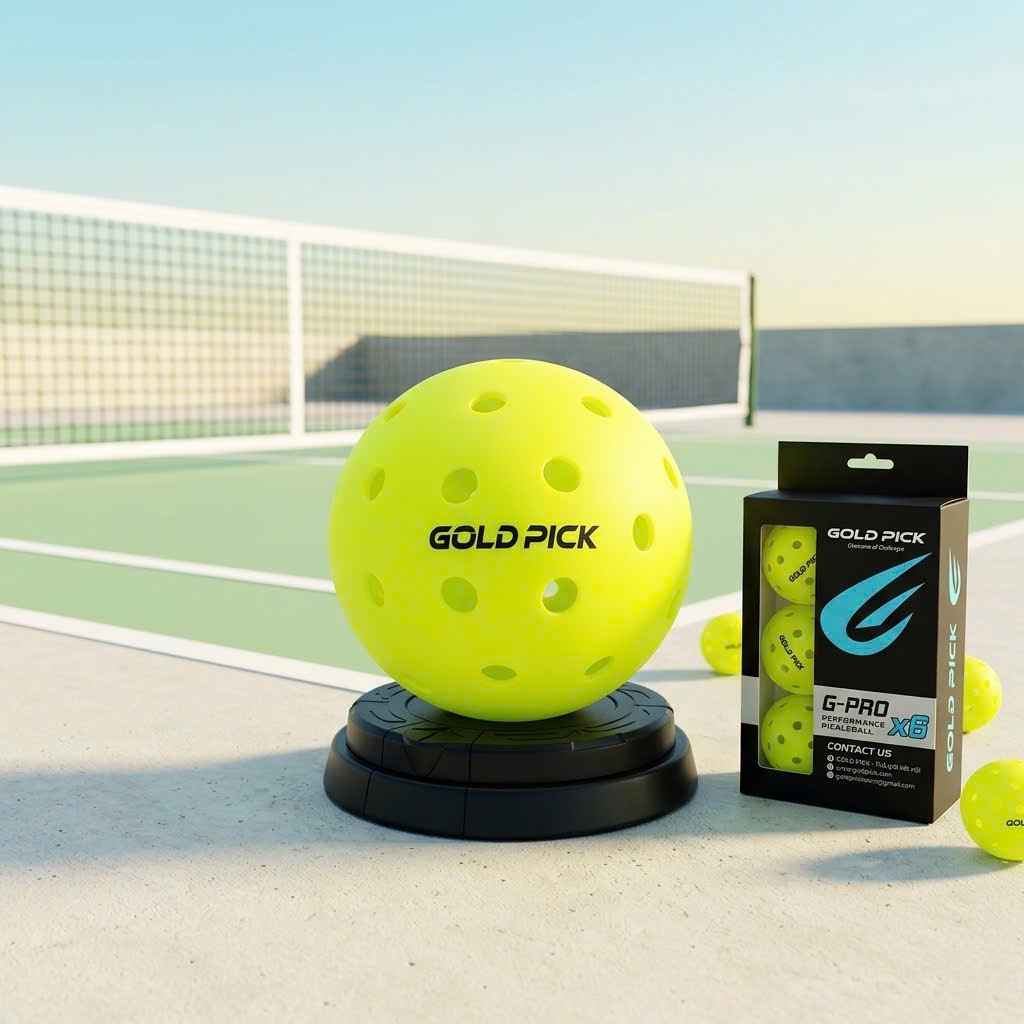 Hộp 6 quả bóng thi đấu Pickleball chính hãng Gold Pick, bóng 40 lỗ, nhựa nguyên sinh 2 Hộp 6 quả bóng thi đấu Pickleball chính hãng Gold Pick, bóng 40 lỗ, nhựa nguyên sinh