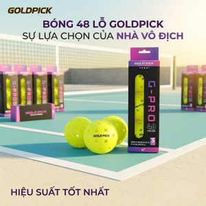 Hộp 3 quả bóng Pickleball 48 lỗ, chính hãng Gold Pick, nhựa nguyên sinh đúc nguyên khối