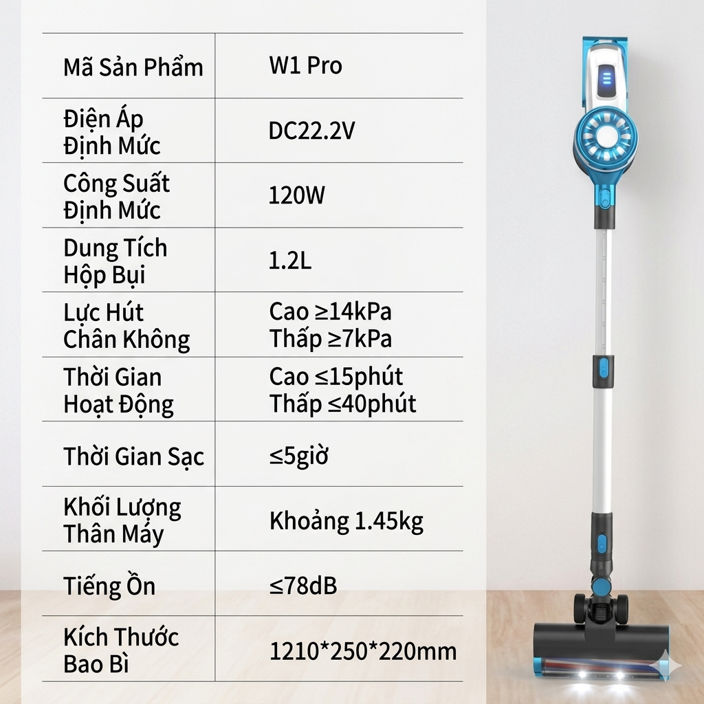 Máy hút bụi không dây POODA W1 Pro, thân nhôm, lõi lọc rửa được 2 Máy hút bụi không dây POODA W1 Pro, thân nhôm, lõi lọc rửa được