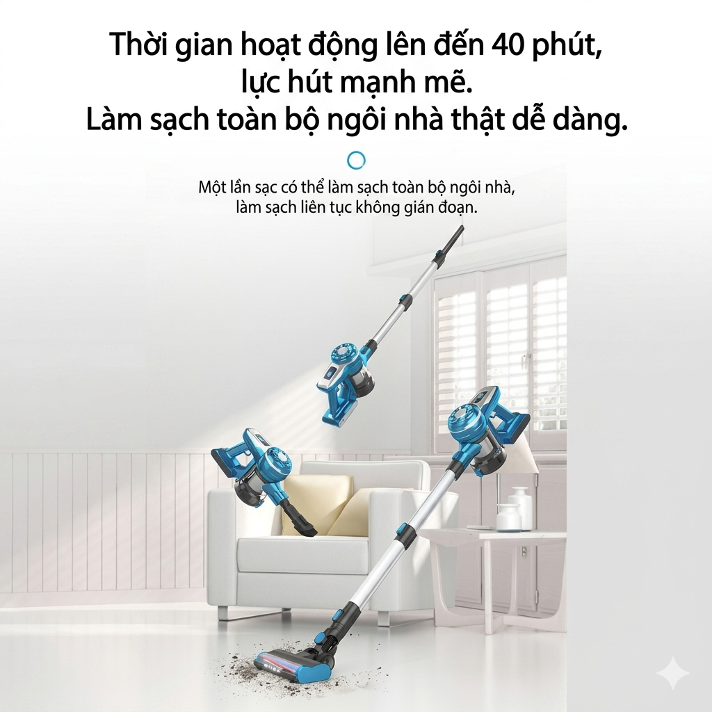 Máy hút bụi không dây POODA W1 Pro, thân nhôm, lõi lọc rửa được 3 Máy hút bụi không dây POODA W1 Pro, thân nhôm, lõi lọc rửa được