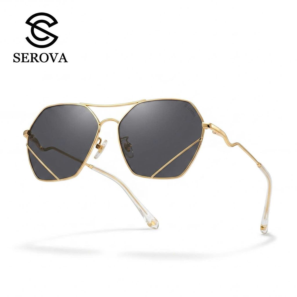 Kính râm cao cấp dành cho Nữ, chính hãng SEROVA SS9045, giọng mạ vàng, 5 Kính râm cao cấp dành cho Nữ, chính hãng SEROVA SS9045, giọng mạ vàng,
