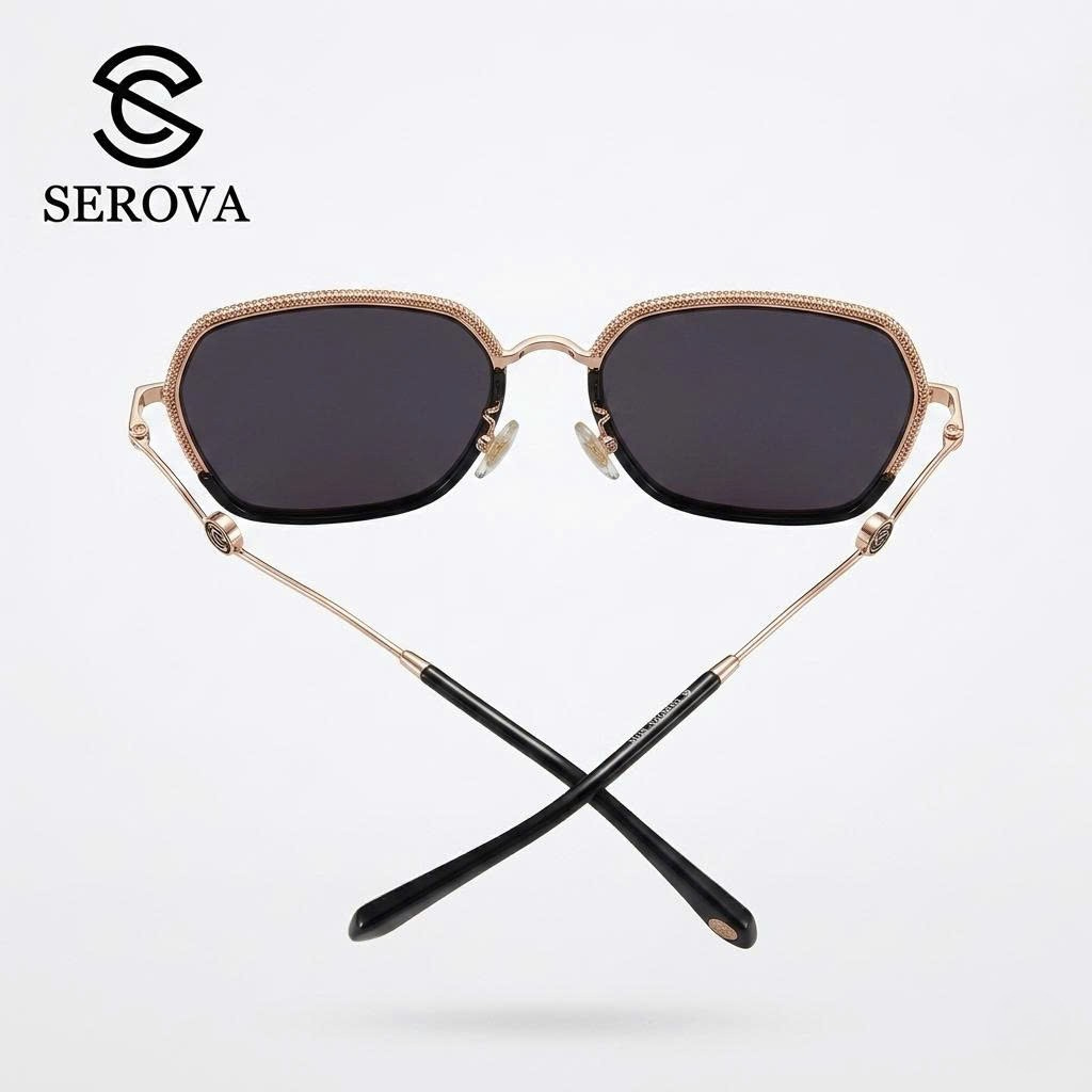 Kính râm cao cấp dành cho Nữ, chính hãng SEROVA SS9065 - C07, gọng mạ vàng, 4 Kính râm cao cấp dành cho Nữ, chính hãng SEROVA SS9065 - C07, gọng mạ vàng,