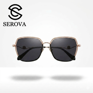 Kính râm cao cấp dành cho Nữ, chính hãng SEROVA SS9065 - C07, gọng mạ vàng,