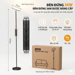 Đèn LED đứng thông minh YOTUTUN RGB FLE-036 (hàng Amazon Mỹ), có Remote, xoay 350 độ, cao 1.75m