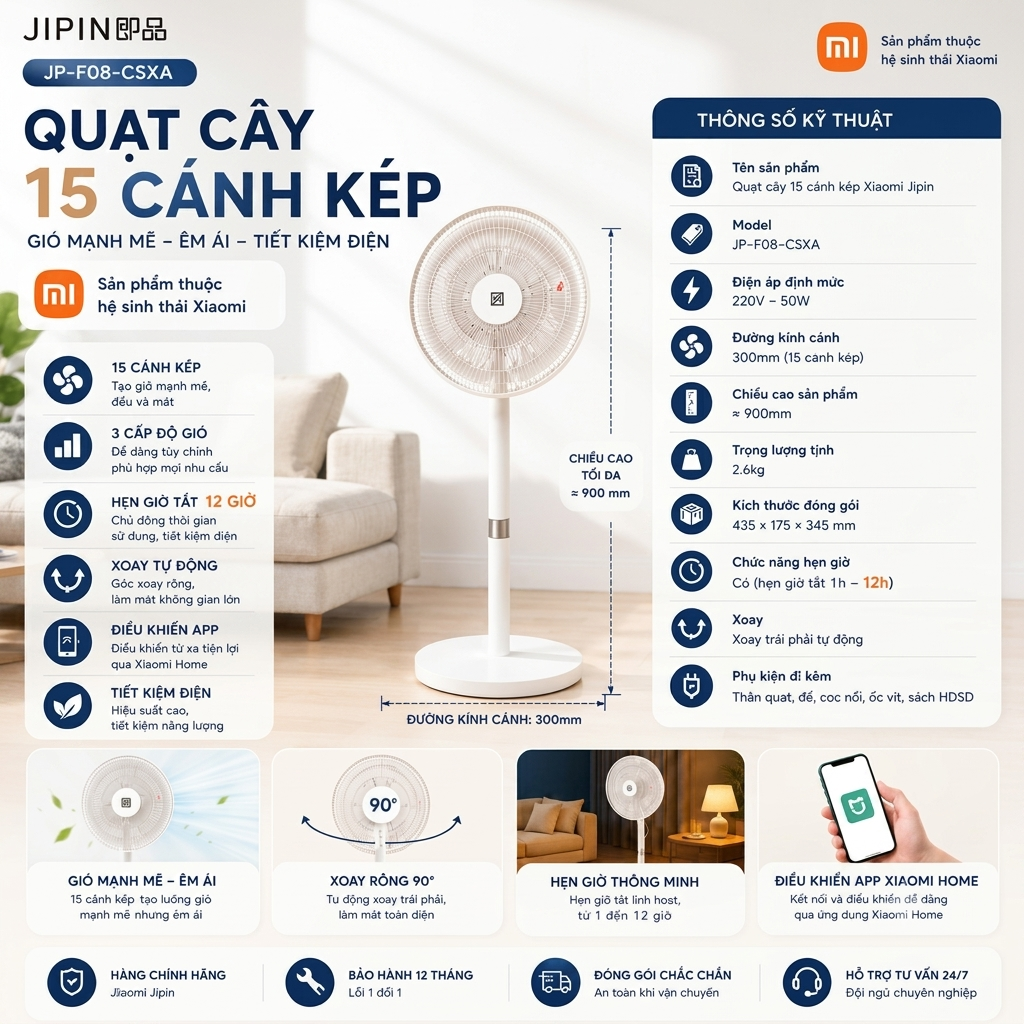 Quạt cây Xiaomi Jipin JP - F08 - CSXA kết nối App Mihome ( bản ndia) 1 Quạt cây Xiaomi Jipin JP - F08 - CSXA kết nối App Mihome ( bản ndia)