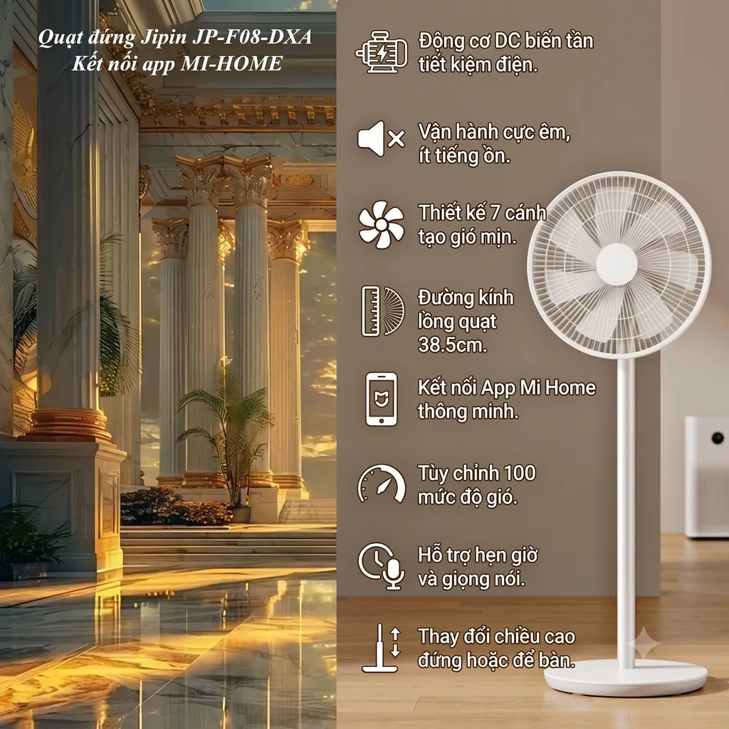 Quạt cây thông minh thiết kế 7 cánh Xiaomi Jipin JP - F08 - DXA , kết nối App Mihome ( bản ndia) 3 Quạt cây thông minh thiết kế 7 cánh Xiaomi Jipin JP - F08 - DXA , kết nối App Mihome ( bản ndia)