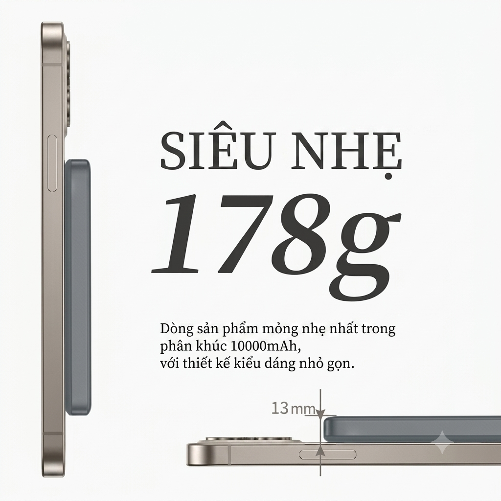 Pin dự phòng 10.000mAh sạc không dây Magsage hình dập nổi (ko hộp) 4 Pin dự phòng 10.000mAh sạc không dây Magsage hình dập nổi (ko hộp)
