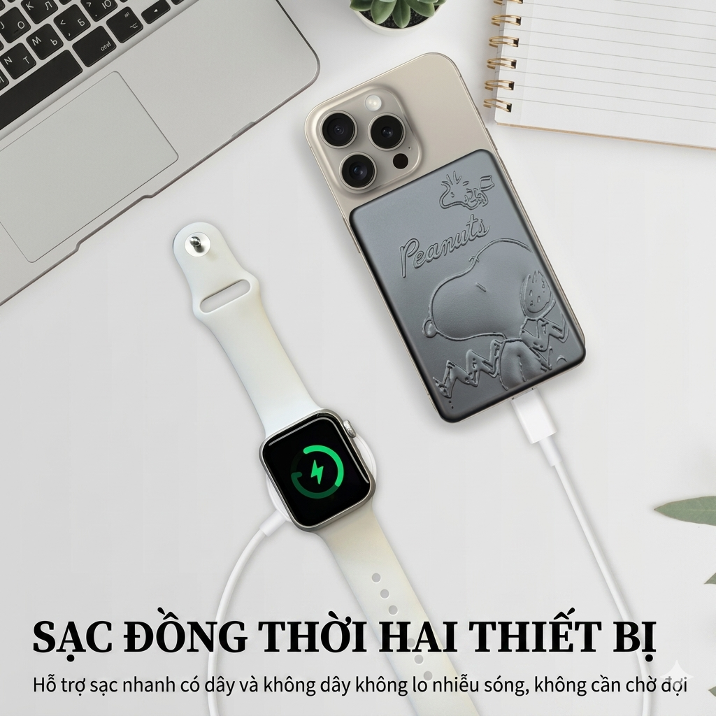 Pin dự phòng 10.000mAh sạc không dây Magsage hình dập nổi (ko hộp) 2 Pin dự phòng 10.000mAh sạc không dây Magsage hình dập nổi (ko hộp)