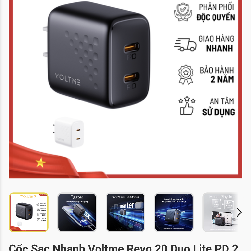 Combo 2 Củ sạc nhanh 20W 2 cổng C hãng VOLTME Revo 20 Duo Lite 20W - V1168 2 Combo 2 Củ sạc nhanh 20W 2 cổng C hãng VOLTME Revo 20 Duo Lite 20W - V1168